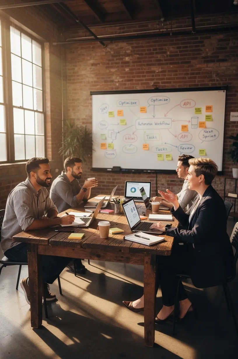 Screenshot of a dashboard displaying real-time automation task status and productivity insights