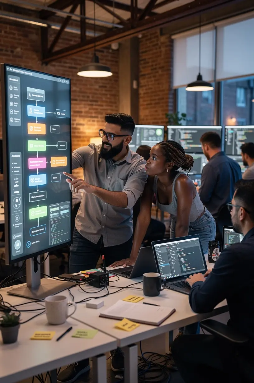 Educational infographic highlighting key benefits of automation in software development and operations